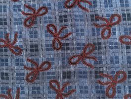 Stoff Couture 1.25 m Luxus blau kariert rote Maschen 140 br