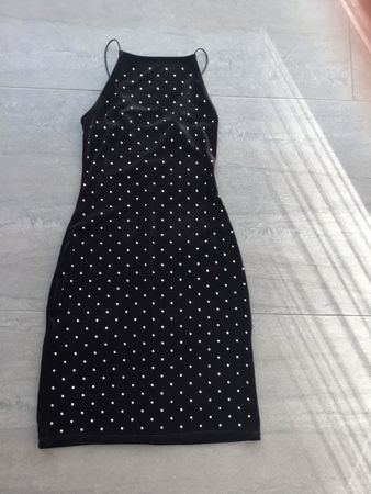 Schwarzes Samtkleid mit Niete XS Party Festlich Elegant
