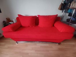 Rotes Bettsofa aus Stoff