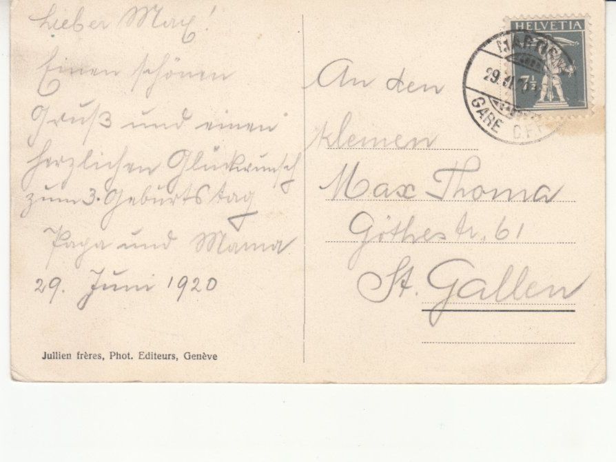 Cartoline postali: Martigny 1920 – Usato da Bürglen TG venduto da StampGraf 1