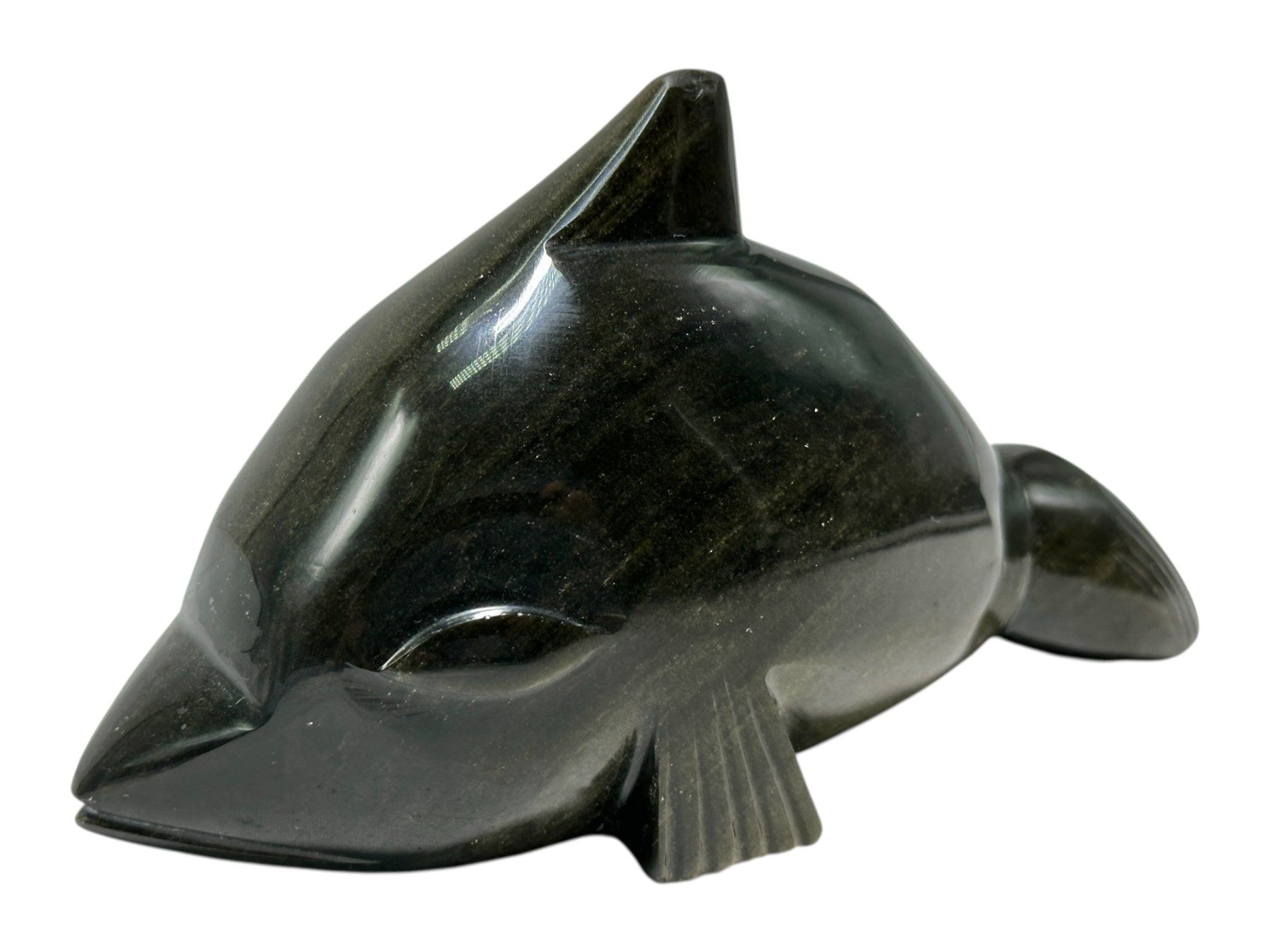 Sculture & Statue: Statuette Dauphin sculptée en Obsidienne Dorée – Usato da Morges venduto da vintix 8