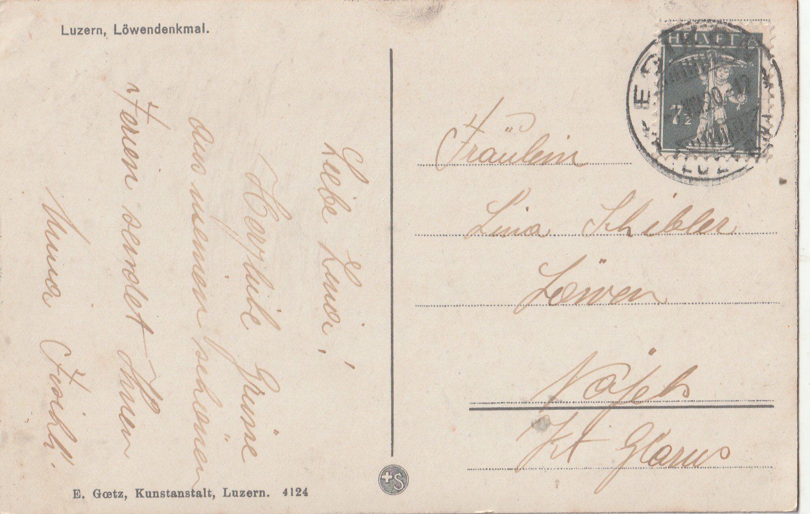 Cartoline postali: Luzern Löwendenkmal – Usato da Lumbrein venduto da made02 1
