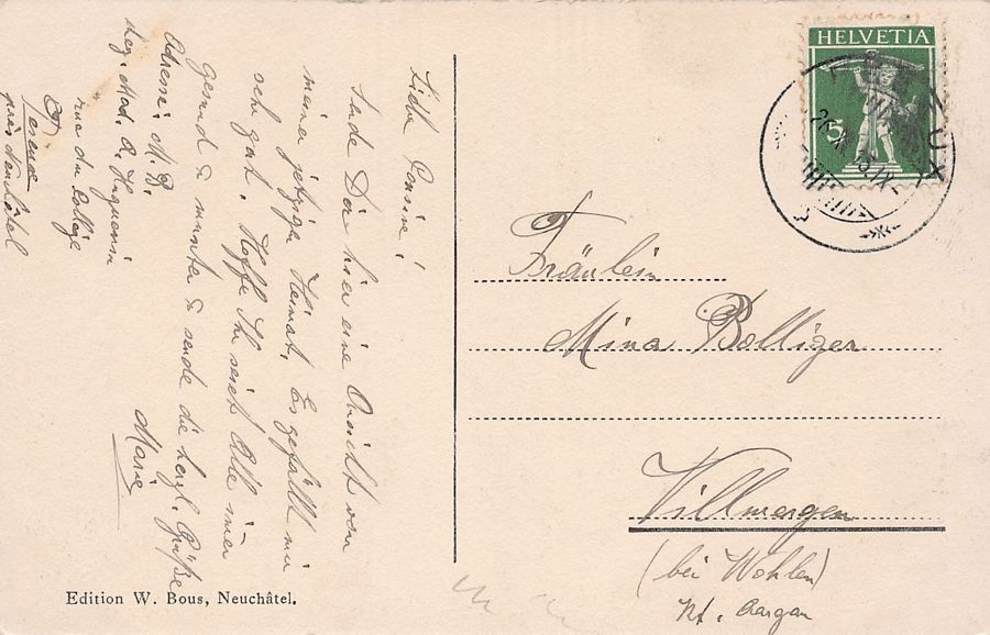 Cartoline postali: Peseux, centre du village, circulée 1915 – Usato da Frauenfeld venduto da POML 1