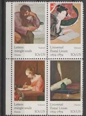 Alle Briefmarken: USA : 1974 Viererblock postfrisch (3 – Gebraucht aus Ruggell von Masescha