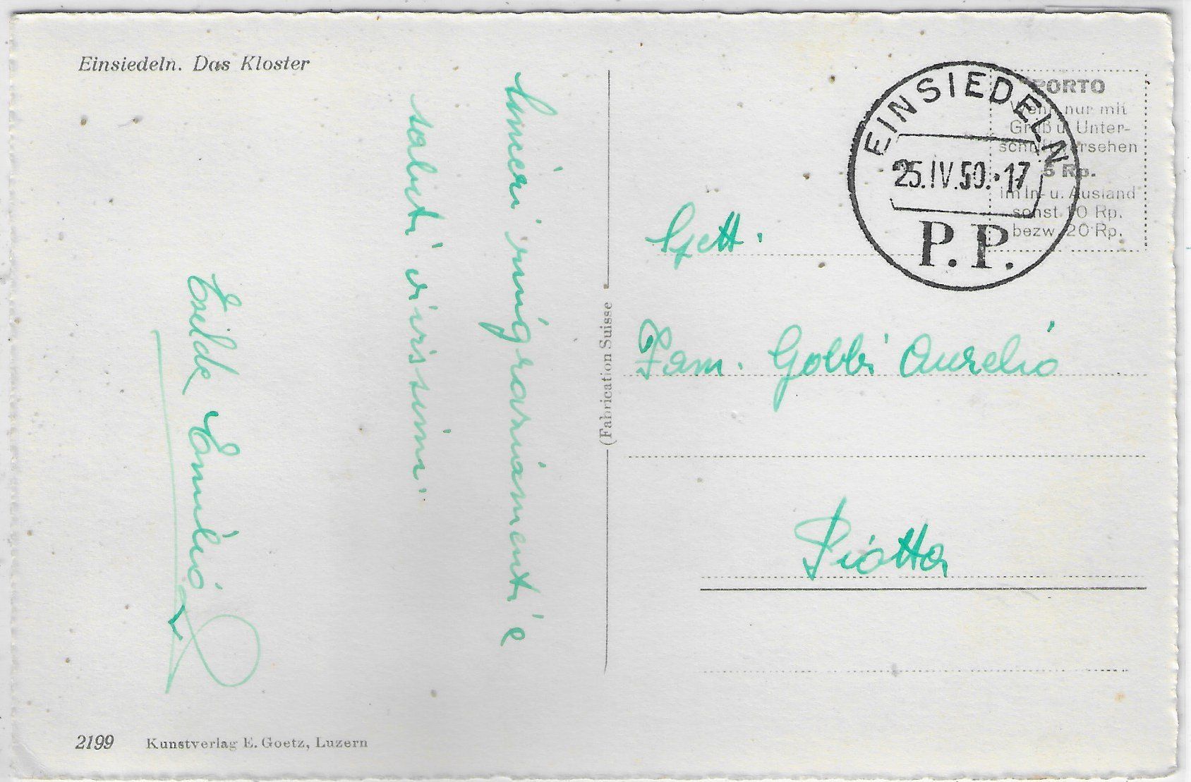Cartoline postali: Einsiedeln das Kloster und das Dorf – Usato da Ettingen venduto da Kartenplanet 1