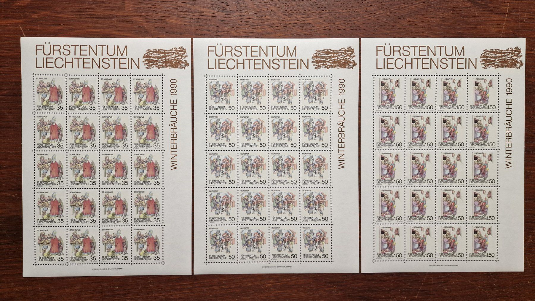 Tutti i francobolli: FL 1990 Serie Bogen "Winterbräuche" postfrisch – Nuovo (secondo la descrizione) da Aesch LU venduto da briefmarken.uray