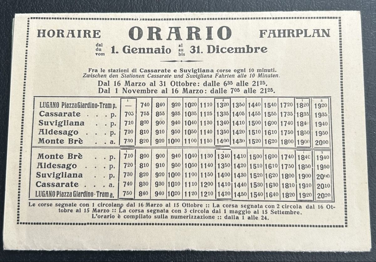 Cartoline postali: Lugano Monte Bre Prospekt  – Usato da Horw venduto da Tellbub 2