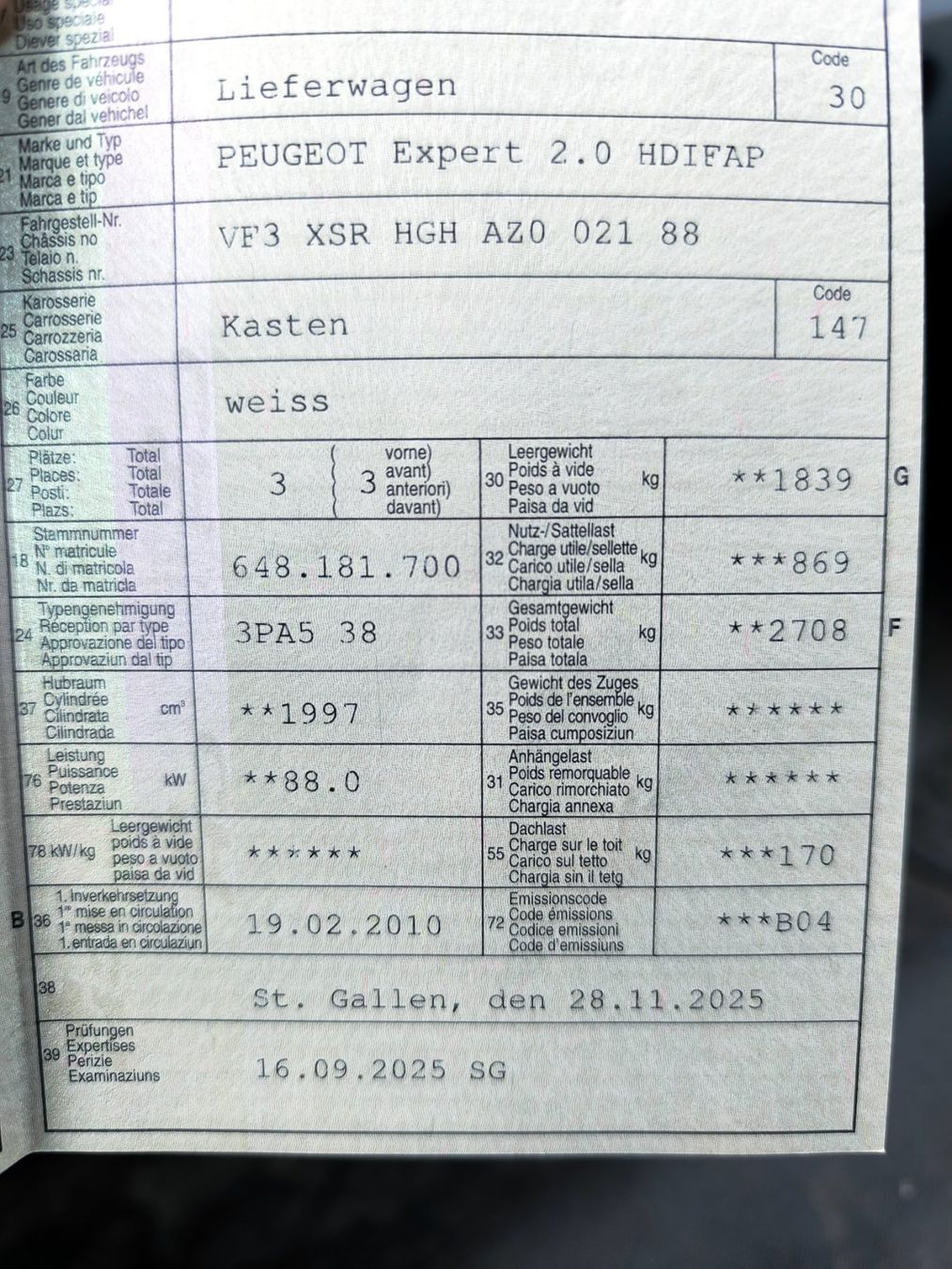 Peugeot Véhicules utilitaires: Peugeot Exp(o)rt 2.0 HDI – D'occasion à St.Gallen par bruggcar 7