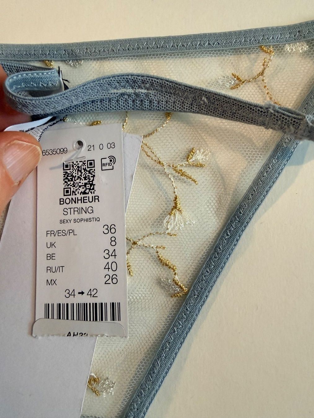 Etam Altra biancheria intima: ETAM, String BONHEUR, Grösse 34, Farbe Grau/Hellblau – Nuovo e nell'imballaggio originale da Rudolfstetten venduto da gst_g7xl 4