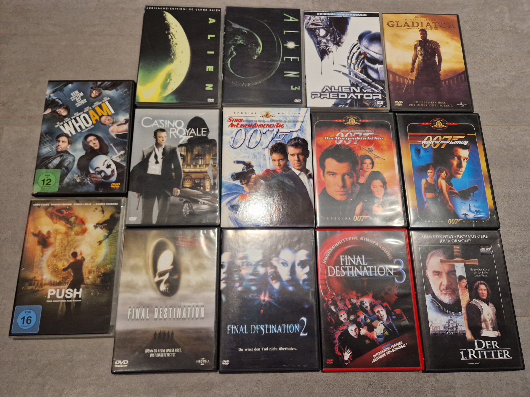 Tutti i DVDs: DVD Sammlung 14 Stk Mix James Bond, Final Destination, Alien – Usato da Stetten SH venduto da ExtremMIB