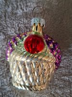 Weihnachtsbaumschmuck süsser Biedermeierkorb aus Glas, neu
