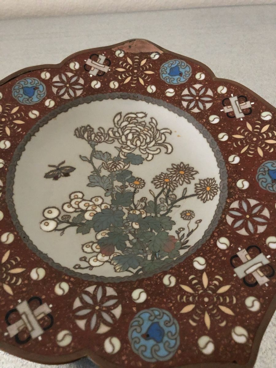 Piatti: Antiker japanischer Cloisonné-Emaille-Teller – Usato da Basel venduto da Amechan. 2