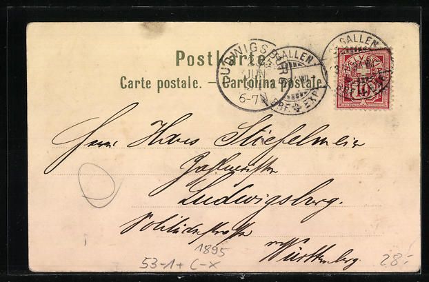Cartoline postali: Vorläufer-Lithographie St. Gallen, Kath – Usato da Berlin venduto da bartko-reher 1