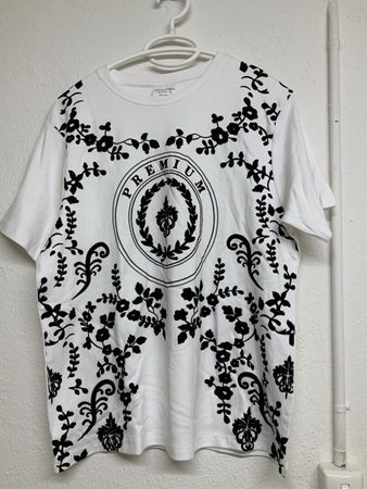 T-Shirt Weiss Blumenmuster Grösse M Damen 