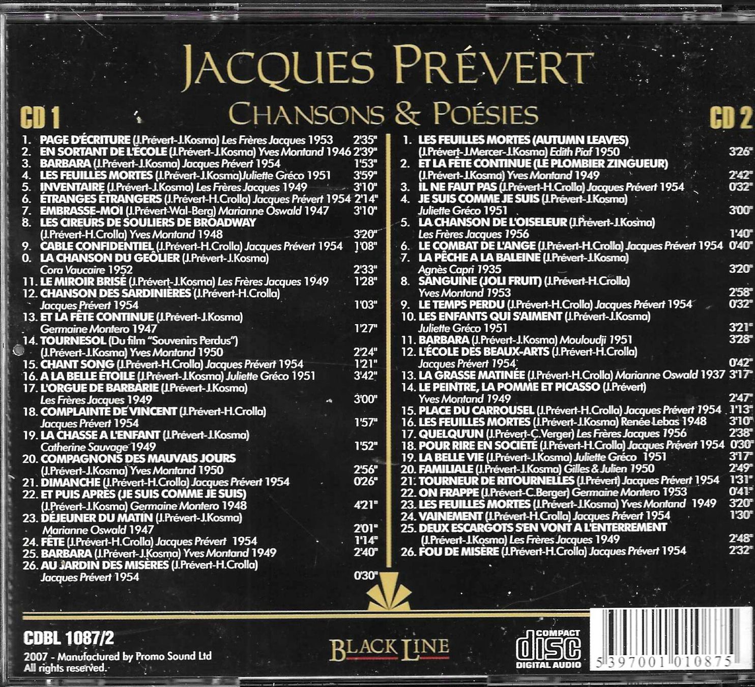 CD: Jacques Prévert 2 CD's Box - Chansons & Poésies – Usato da Savagnier venduto da Ne2065 1