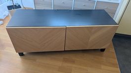 IKEA Bestå TV-Möbel, schwarzbraun mit Eichenfurnier-Türen