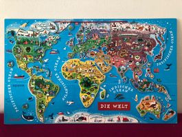 Weltpuzzle von JANOD, 77x48cm magnetisch