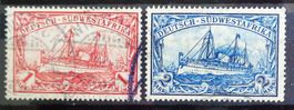 Deutsch-SÜDWESTAFRIKA 1901: 1 + 2 Mark, O