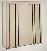 vidaXL Stoffschrank mit Fächern Kleiderstangen Creme