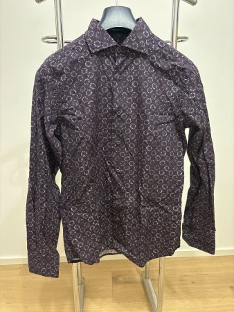 Dunkelviolett Hemd mit Muster Gr. 39