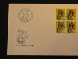 Pro Juventute FDC 1966 Nr. 218 Einheimische Wildtiere Block