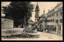 Solothurn, Strassenpartie mit Brunnen un