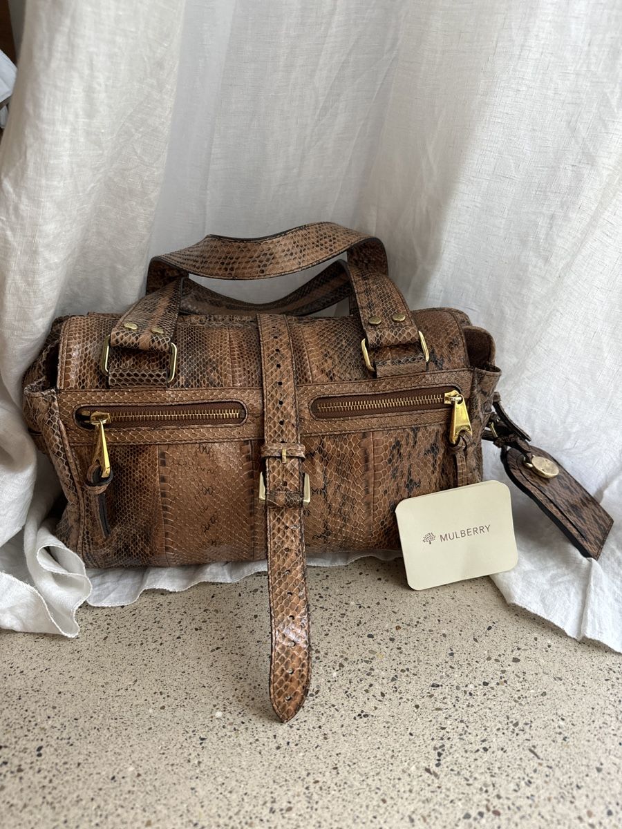 Mulberry Taschen für Damen: MULBERRY Schlangenleder braun Bowlingtasche – Neu (gemäss Beschreibung) aus Brütten von Rod816