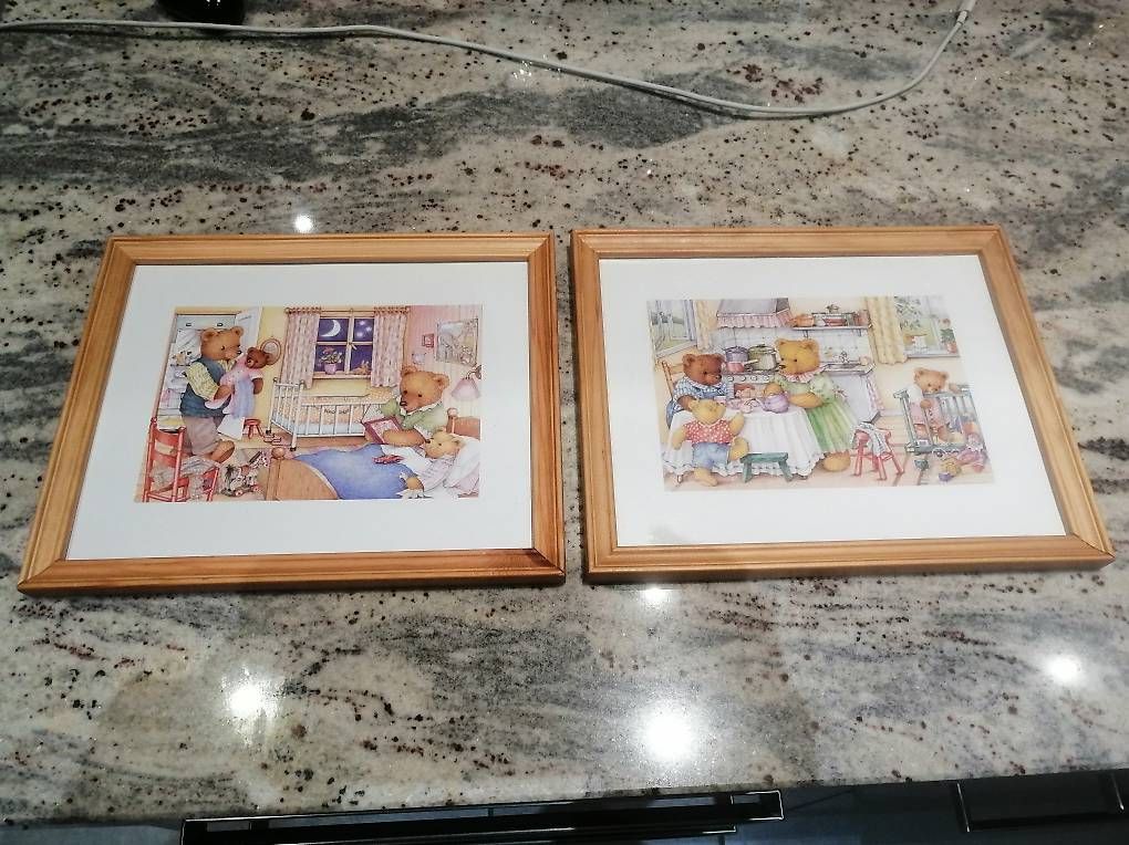 Dipinti: 2 jolis tableaux ourson 21x26  – Usato da Grugnay (Chamoson) venduto da Ultramab