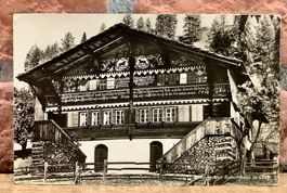Alte Foto AK Simmentaler Bauernhaus in Lenk Berner Oberland