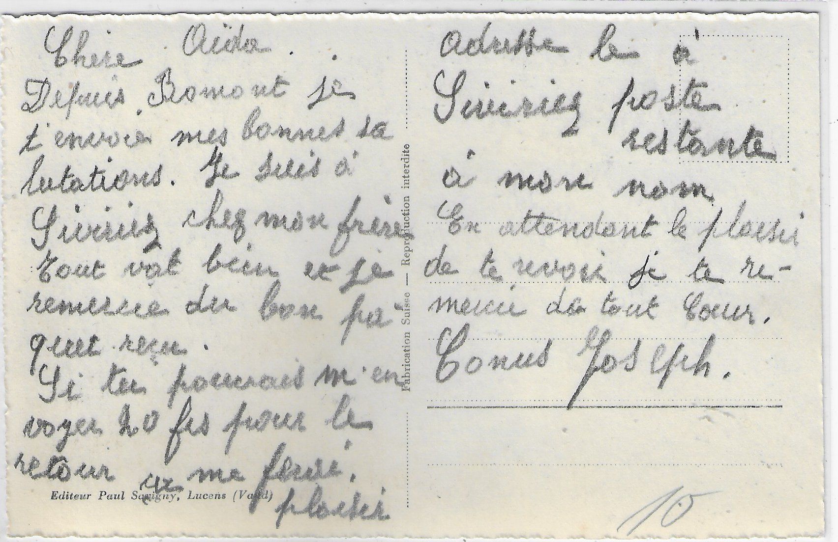 Cartoline postali: Romont - Vue generale – Usato da Ettingen venduto da Kartenplanet 1