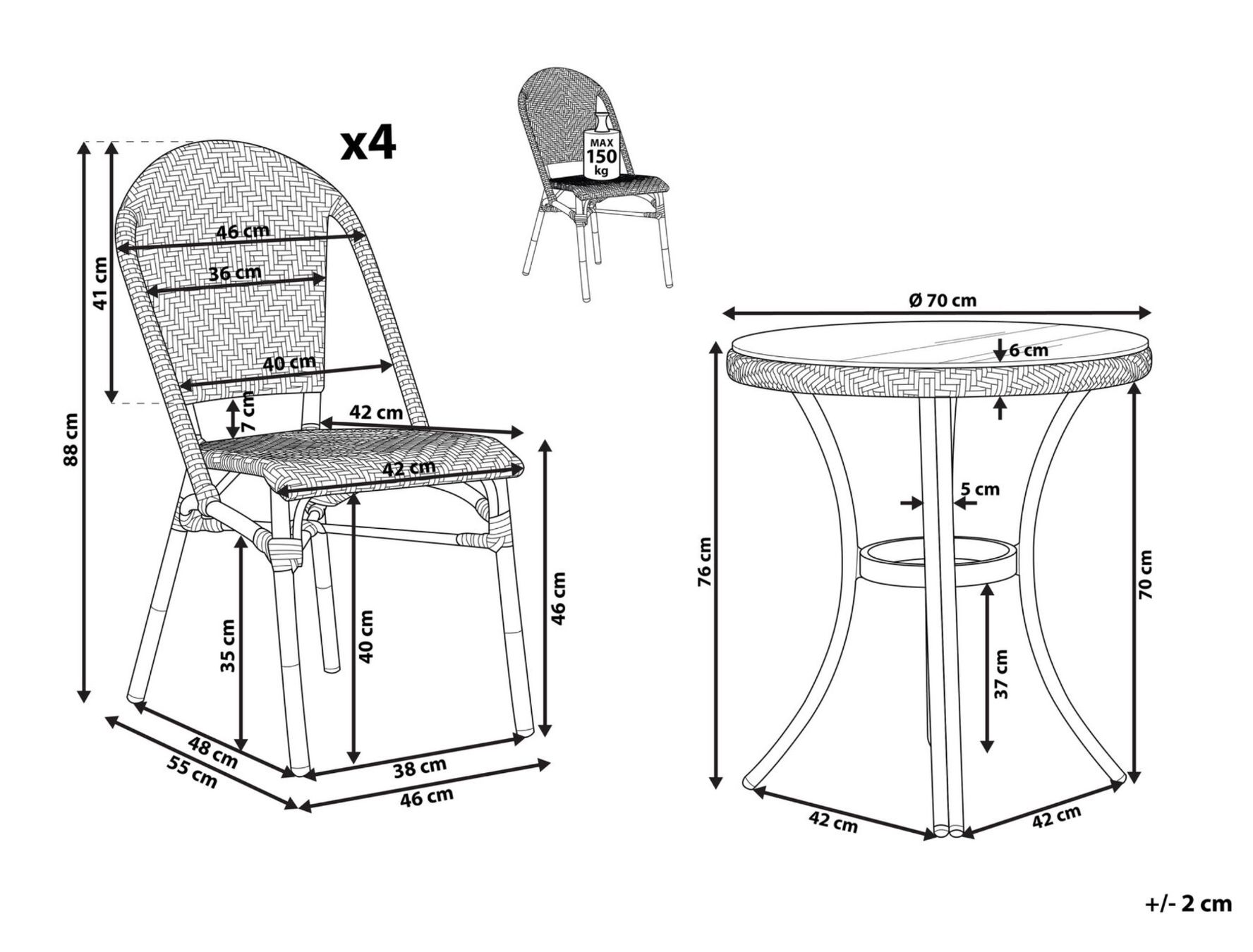 Beliani Set di tavolo e panche: 2x Ensemble bistro 4 chaises + table, style ethnique chic – Nuovo (secondo la descrizione) da Schönried venduto da niceforest 7