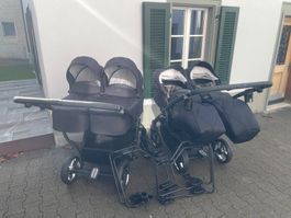 Junama Duo V3, Zwillingswagen, Geschwisterwagen, schwarz