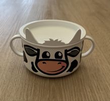 Müslischale mit Deckel Kuh Design weiss neu