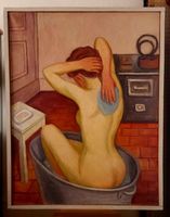 Peter Fels – Bad am Samstagabend – huile – 117 × 90 cm