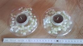 Frühlings Deko 2 Teelichthalter mit Maiglöckchen Kunststoff