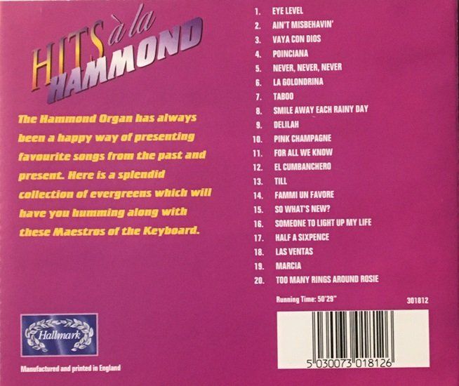 CD: Hits à la Hammond - All-time classics – Usato da Grüningen venduto da azulgris 1