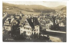 St. Gallen - St. Georgen - Dorfpartie Kirche Wohnhäuser 1939