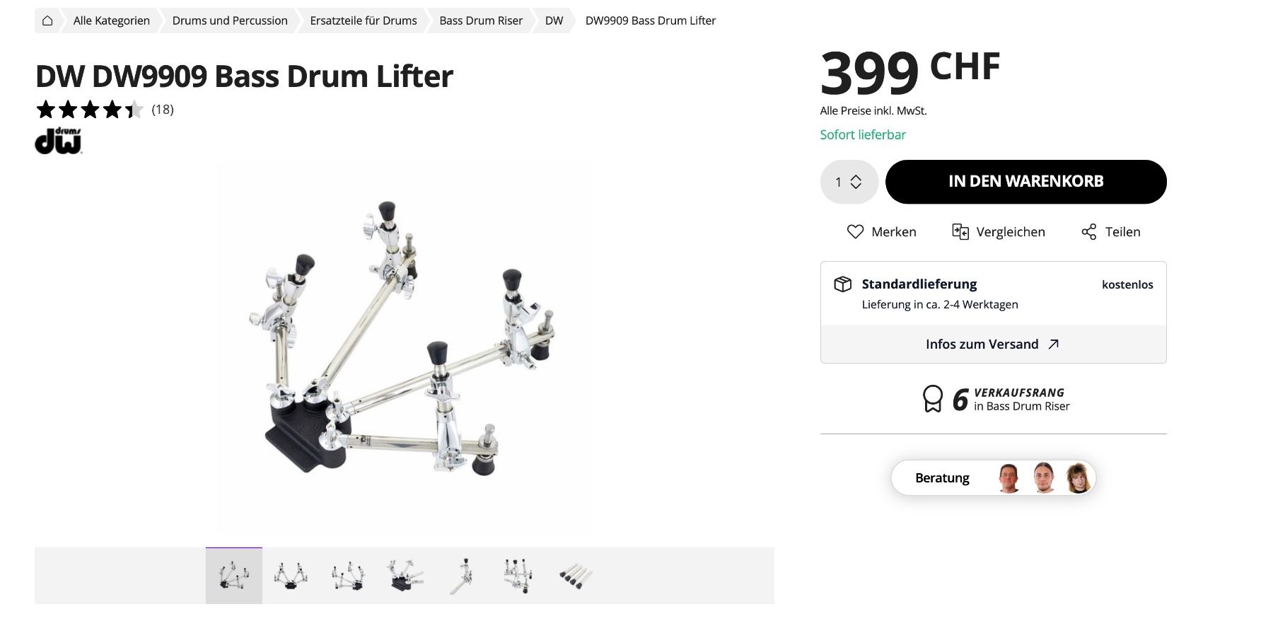 DW Strumenti musicali: Bass Drum Lifter, DW DW9909 – Usato da basel venduto da jouhou 3