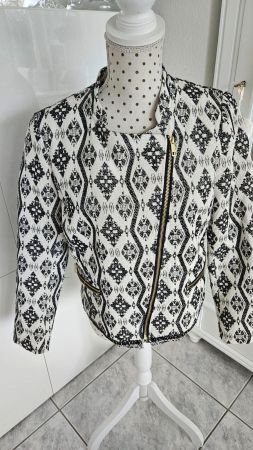gemusterter Blazer Schwarz/Weiss mit Gold Grösse 42