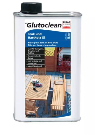 Prodotti di pulizia: Glutoclean Teak und Hartholz Öl 1 l – Nuovo e nell'imballaggio originale da Koppigen venduto da Bracher_Mail-House