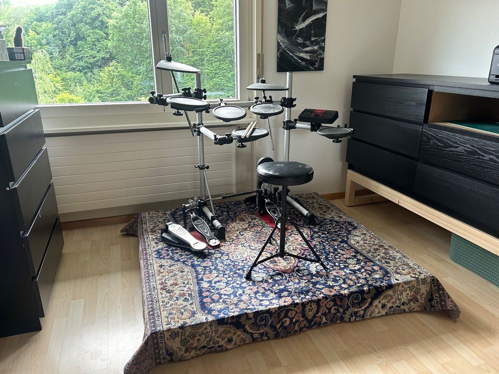 Tapis De Batterie 120 X 100 Cm, Tapis De Batterie, Kit De Batterie Jazz électronique Pour Grosse Caisse, Caisse Claire Et Autres Instruments