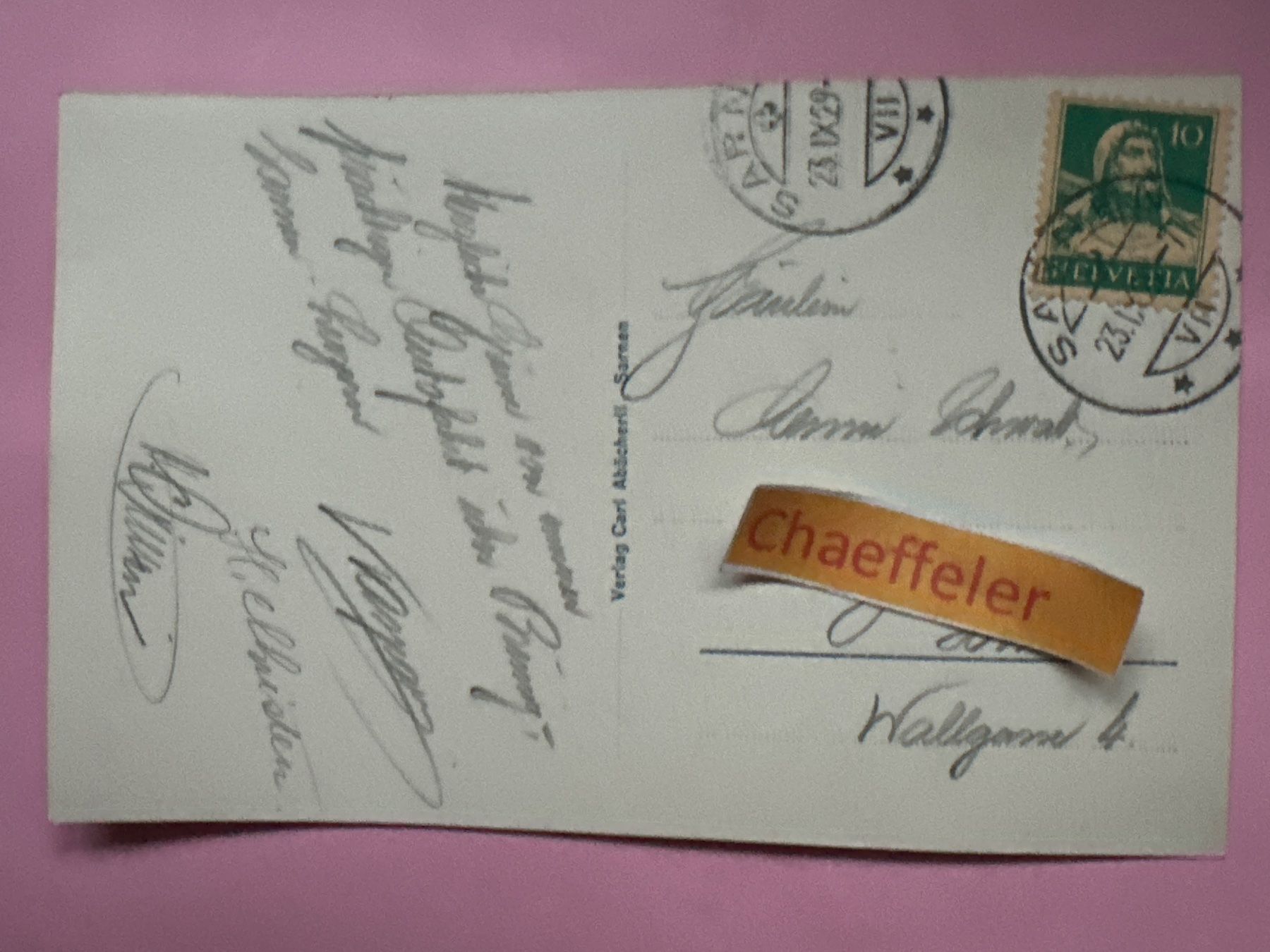 Cartoline postali: 1928  240 Sarnen – Usato da Zürich venduto da Chaeffeler 1