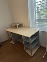 Computertisch mit Ablagefächern Holzoptik grau gebraucht