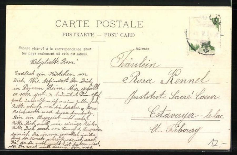 Cartoline postali: Bulle, Institut Ste-Croix, vers 1910 – Usato da Frauenfeld venduto da POML 1