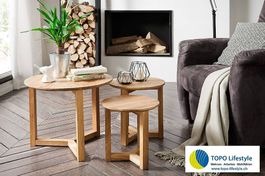 Faye Eiche Massivholz Couchtisch 3er Set