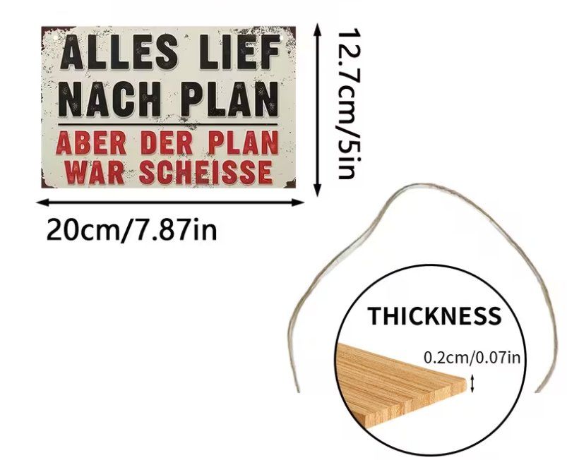 Schilder: Schild Alles lief nach Plan aber der Plan war Scheisse – Neu und originalverpackt aus Gerlafingen von Tsuru 1