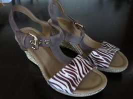 Gabor Sandale, Keilabsatz, Gr.40 , Sommer, Zebra-Look, neu