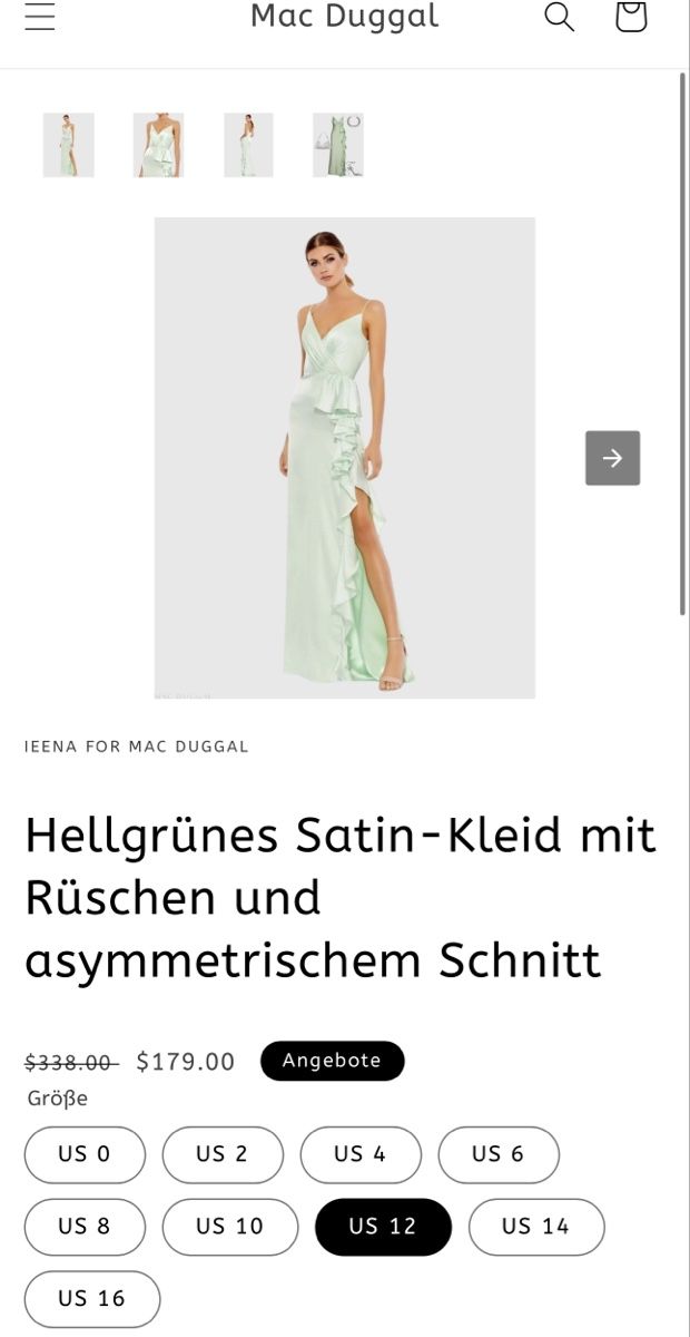 Kleider: Mac Duggal Abendkleid, Hellgrün, Gr. 40 – Gebraucht aus Pfäffikon ZH von Tetu.33 1