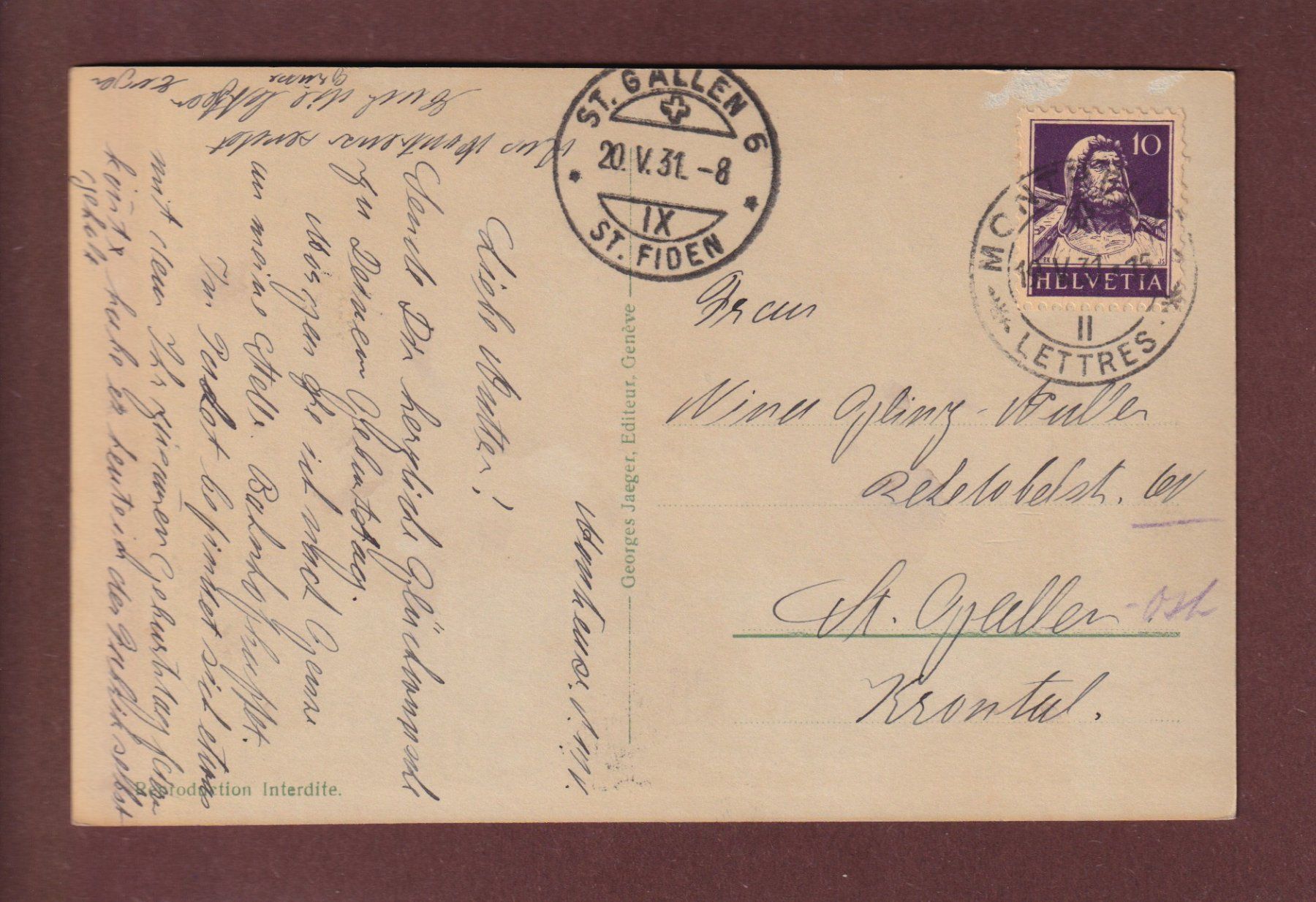 Cartoline postali: CHILLON et Montreux - 1931 – Usato da Pully venduto da nicecards 1
