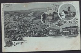 Eptingen Nacht-Lithografie 5 Bilder Postbureau Bad Ruch etc.